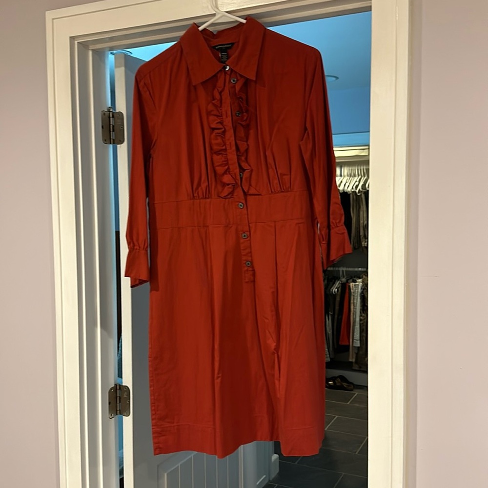 3/4 sleeve burnt orange banana republic dress